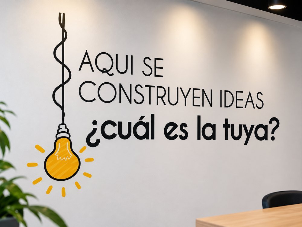 Mural en vinilo decorativo en oficina corporativa